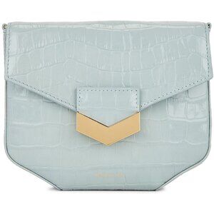 DeMellier N92 Mini London Bag, Steel Blue Croc Effect